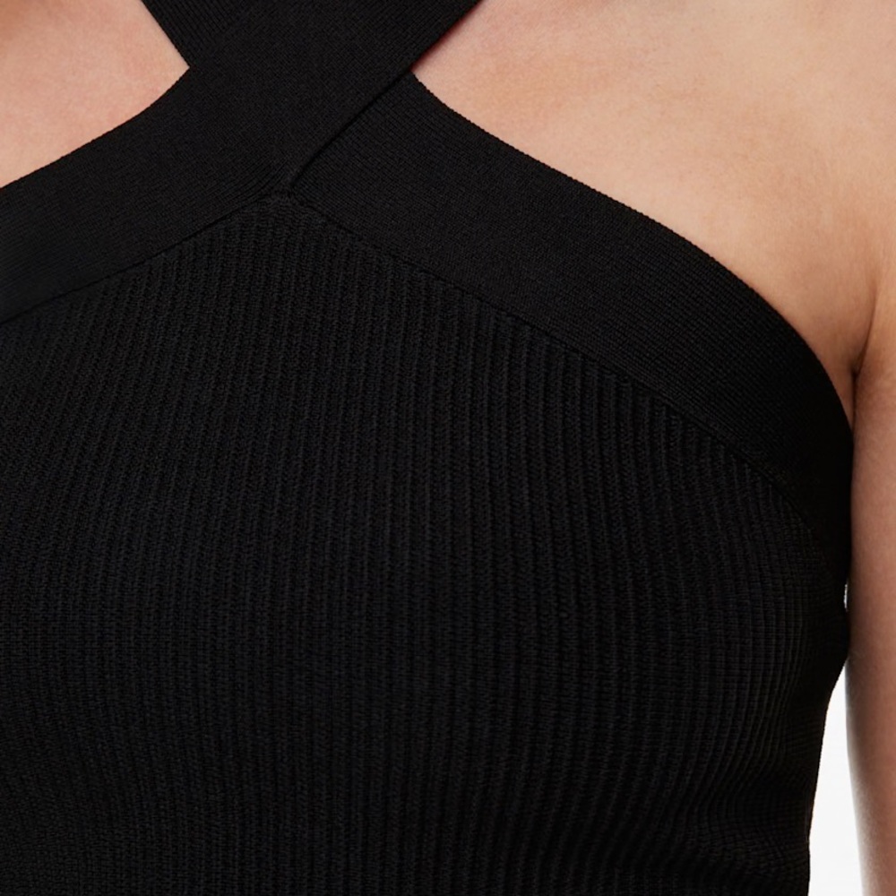 Aritzia Black Cross-Halter Ribbed Tank Top - Picture 2 of 5